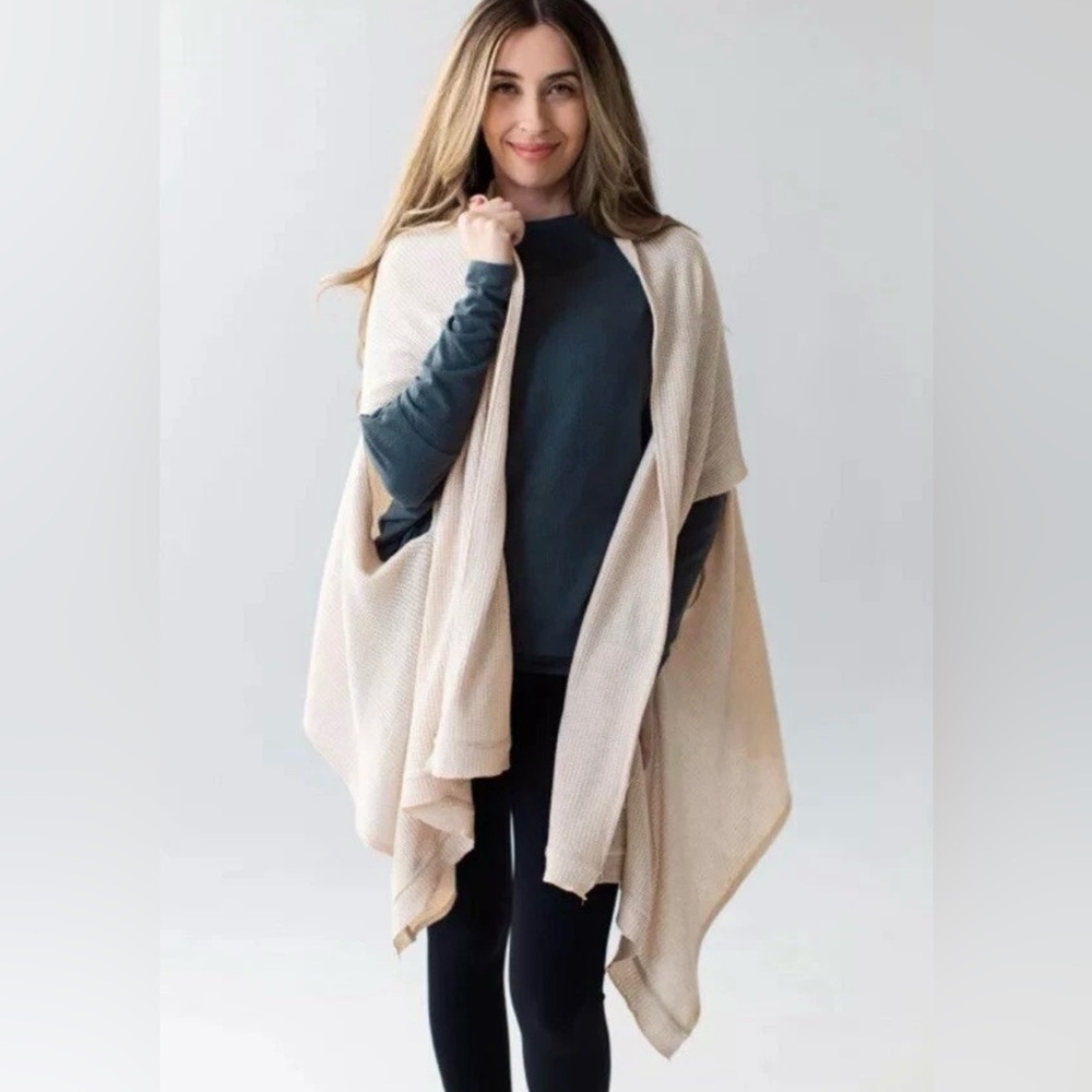 SAVVI JOLIE WRAP One Size Oatmeal Beige Open Cardigan
